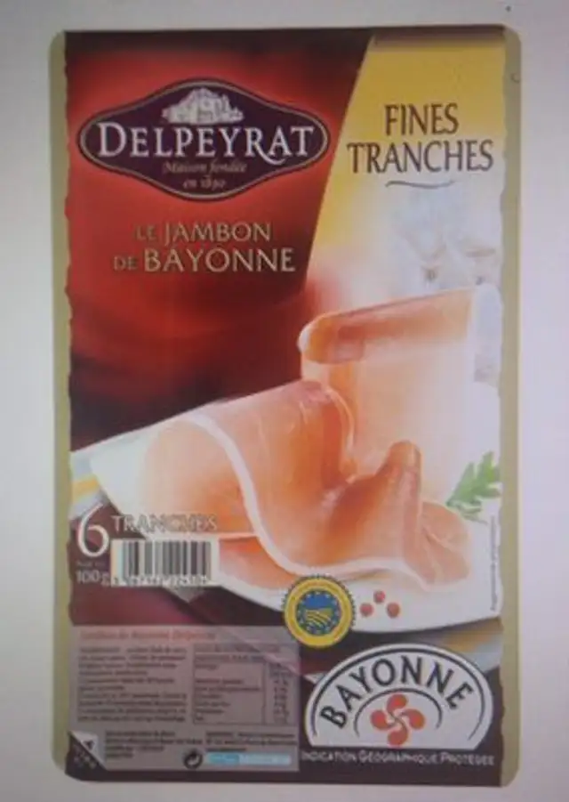 Delpeyra Jambon Bayonne ingredients label