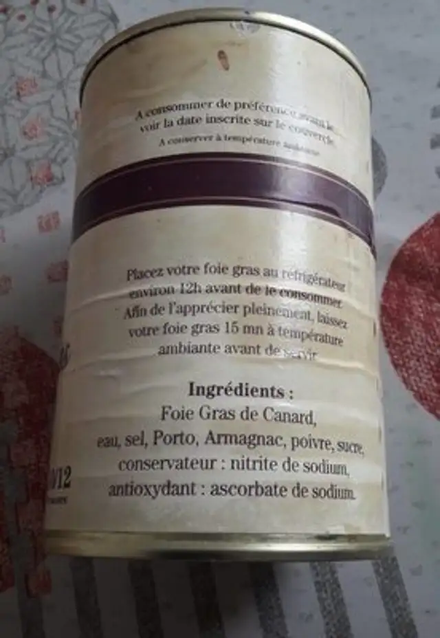 Bloc de fois gras de canard nutrition facts table