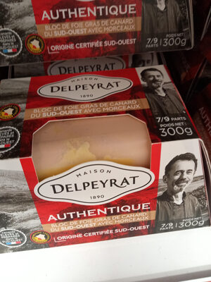 Bloc de foie gras de canarf du sud ouesg avec morceaux front packaging