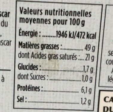 Foie gras nutrition facts table