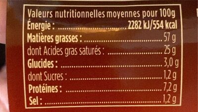 Foie gras de canard entier nutrition facts table