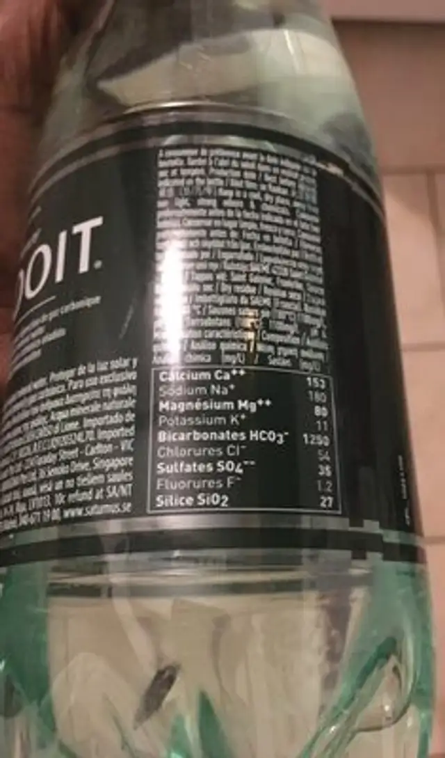 Sparkling Natural Mineral Water ingredients label