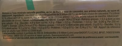 Bulles de fruit citron touche de menthe ingredients label