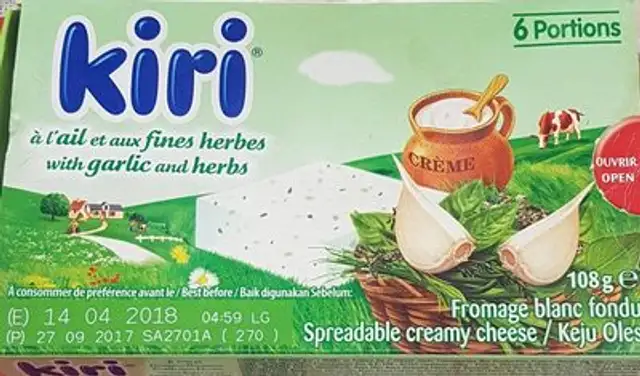 Kiri à l'ail et au fines herbes front packaging