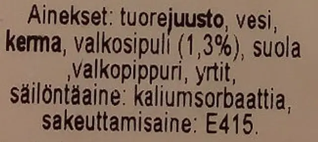 Cantadou Extra vitlök ingredients label