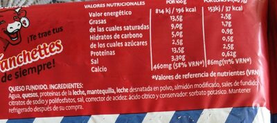 Tranchettes nutrition facts table