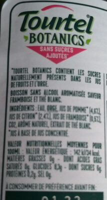 Tourtel botanics thé blanc framboise front packaging