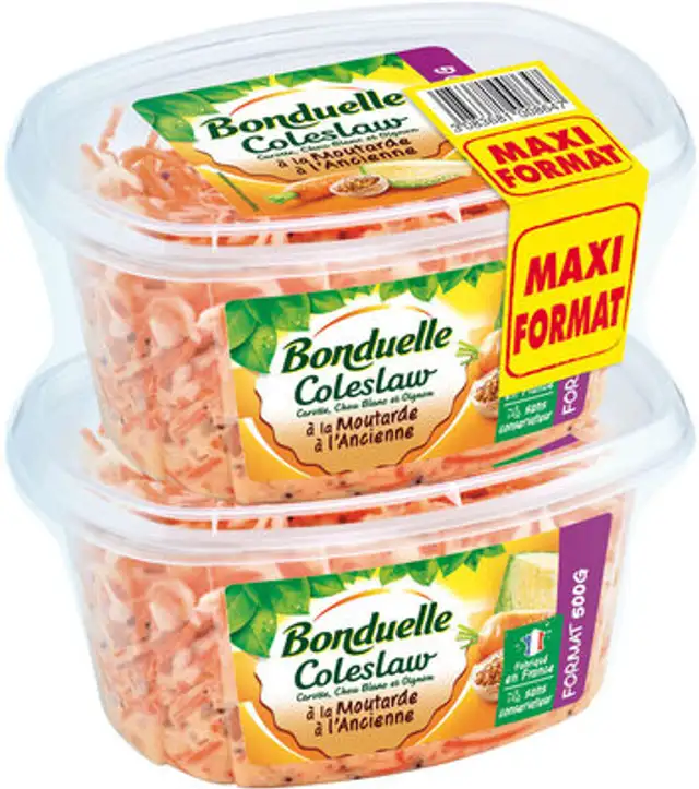 Coleslaw à la moutarde à l'ancienne front packaging