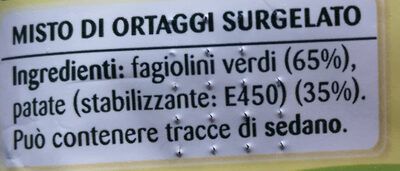 Fagiolini e patate ingredients label