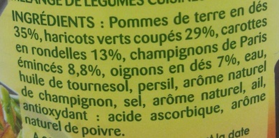 Bonduelle à Poêler ingredients label
