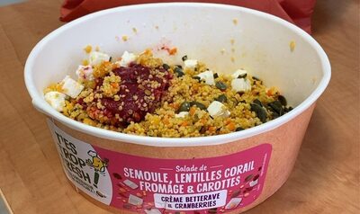 Salade de semoule lentilles corail fromage & carottes