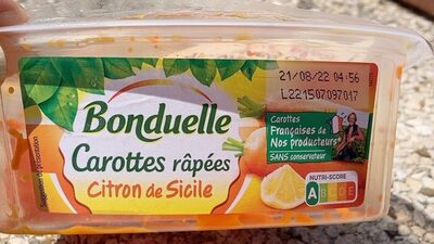Carottes râpées citron de Sicile front packaging