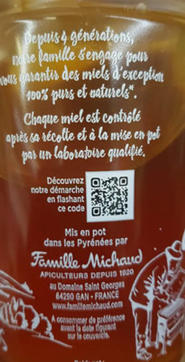 Miel de fleurs liquide nutrition facts table