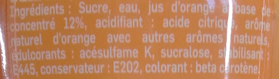 Concentrée pour machine à soda Orange ingredients label