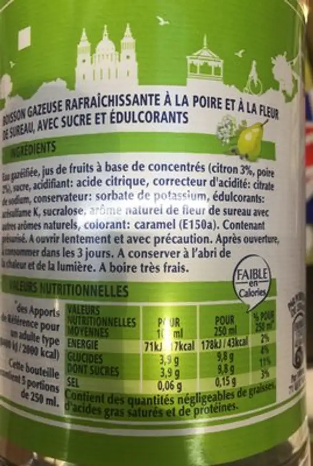 Lemonade ingredients label