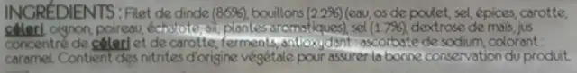 Turkey Breast - Smoked ingredients label