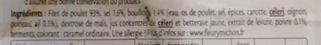 Roti de poulet ingredients label