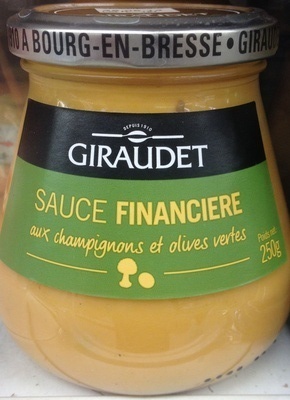 Sauce financière aux champignons et olives vertes front packaging