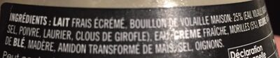 Sauce aux morilles au bouillon de volaille ingredients label