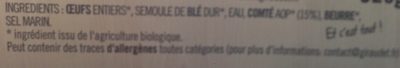 Quenelles fraiches au comté AOP ingredients label