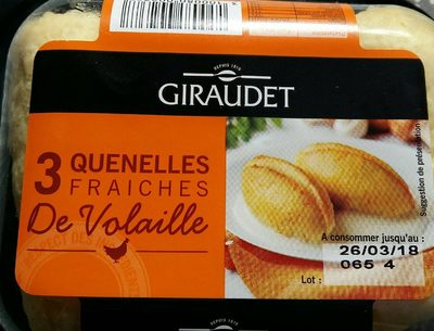 Giraudet Quenelles fraîches de volaille la barquette de 3 240 g front packaging