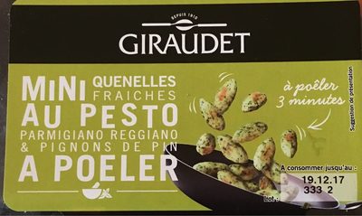 Mini quenelles fraiches au pesto, parmigiano reggiano & pignons de pin à poêler front packaging