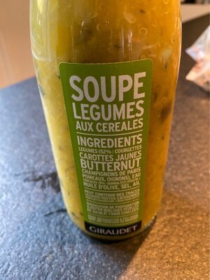 Soupe de legumes aux cereales front packaging