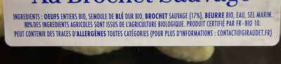 Quenelles au brochet sauvage ingredients label