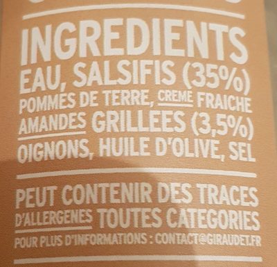 Soupe douceur d'hiver ingredients label