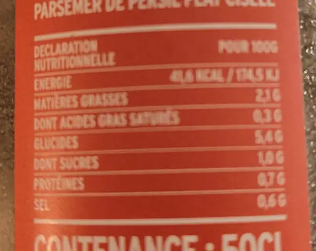 Soupe bio Mon panier du marché nutrition facts table