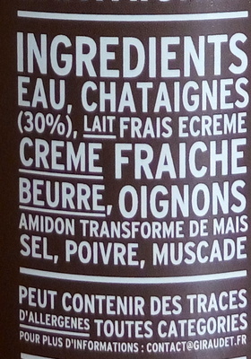 Soupe châtaignes ingredients label