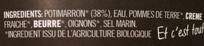 Soupe fraiche potimarron ingredients label