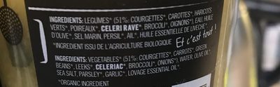Soupe fraiche vegetalienne ingredients label