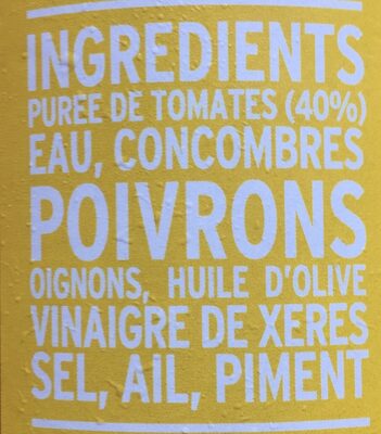 Gaspacho andalou ingredients label