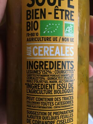Soupe bien-être bio giraudet ingredients label