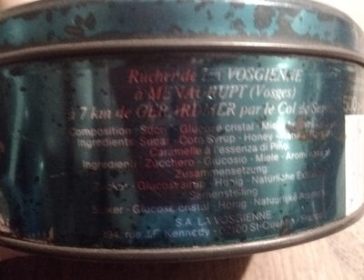 Suc des Vosges ingredients label