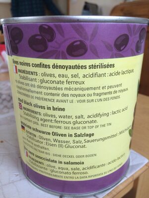 Olives Noires Dénoyautées Barral 800 Gr, 1 Boîte ingredients label