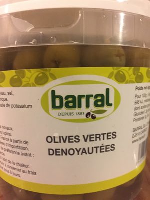 Olives vertes dénoyautées front packaging