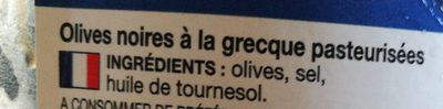 Olives noires à la grecque ingredients label