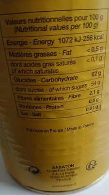 Confiture myrtille ingredients label