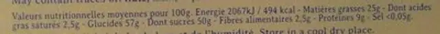 Nougat Blanc du Roy René nutrition facts table