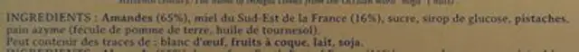 Nougat noir du roy rené ingredients label