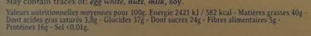 Nougat noir du roy rené nutrition facts table