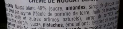 Crème de nougat blanc ingredients label