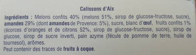 Calissons du Roy René ingredients label