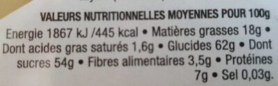 Calissons du Roy René nutrition facts table