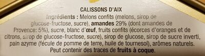 Calissons d'Aix ingredients label