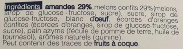 Calissons d'Aix du Roy René ingredients label
