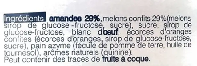Calissons d'Aix ingredients label