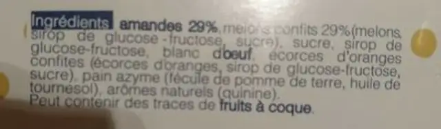 Calissons d'aix ingredients label